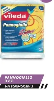 VILEDA PANNOGIALLO 3 PEZZI SUPER ASSORBENTE + 30% MICROFIBRA.