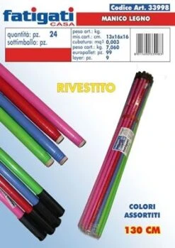 MANICO IN LEGNO RIVESTITO IN PLASTICA COLORATA H 130 CM