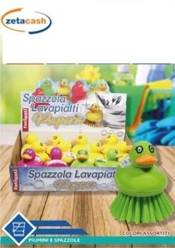 SPAZZOLA LAVAPIATTI FORMA PAPERA COLORI ASSORTITI