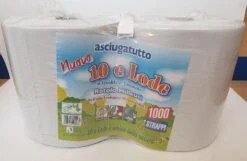 ASCIUGATUTTO 2 ROTOLI 1000 STRAPPI CARTA ECOLOGICA 10 E LODE