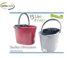 SECCHIO STRIZZATORE 15LT NERO VERDE